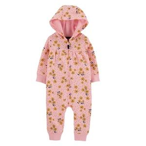 Baby Girl Carter's Floral Zip-Up Fleece Jumpsuit Size 12 months NWT